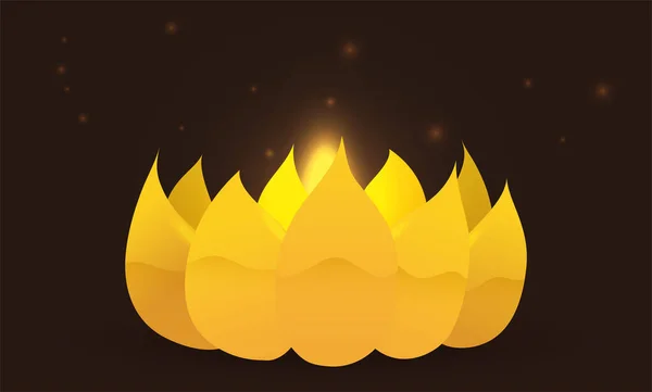 Golden Shiny Lotus Flower Illuminating Night Lighted Candle Glows — Stock Vector