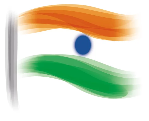 India Vlag Met Vlaggenmast Gemaakt Met Abstracte Golven Blauwe Ronde — Stockvector