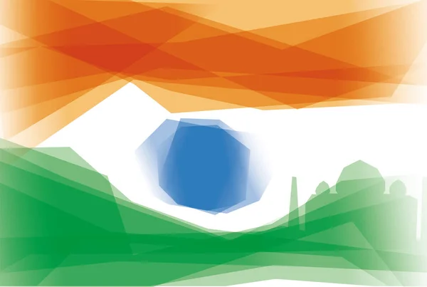 Diseño Abstracto Bandera India Silueta Taj Mahal Formas Geométricas — Vector de stock