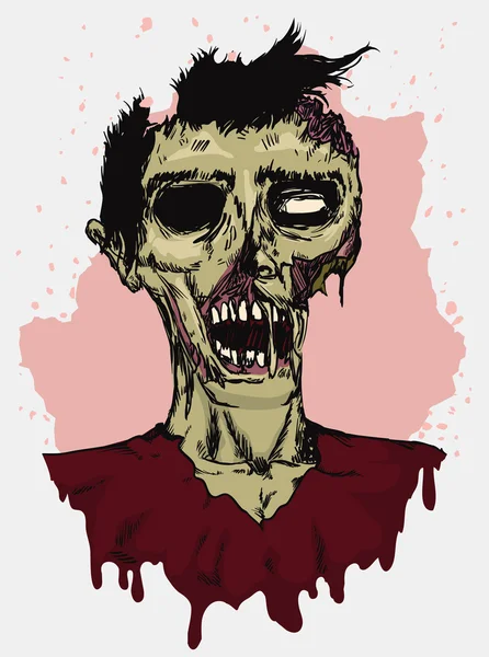 Rottend Zombie in Hand tekenen stijl, vectorillustratie — Stockvector