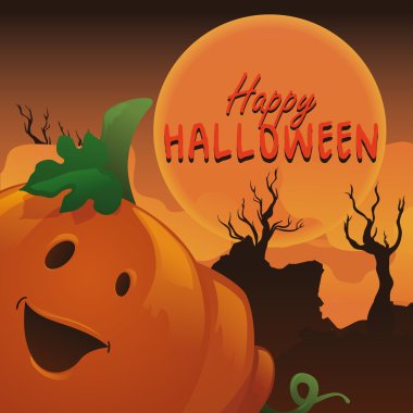 Cadılar Bayramı Balkabağı ürkütücü arka planda, vektör çizim