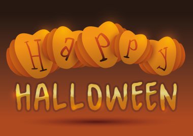 Mutlu Halloween kağıt kabaklar ve altın metin