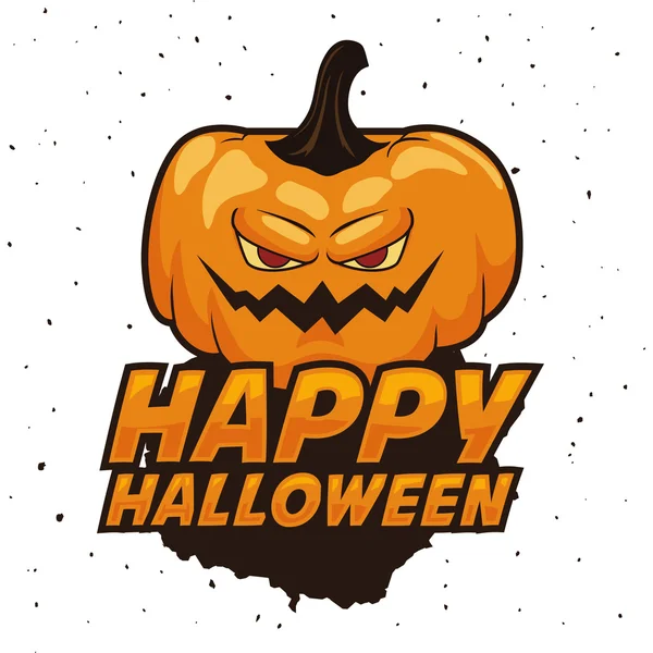 Feliz Halloween con calabaza espeluznante — Vector de stock