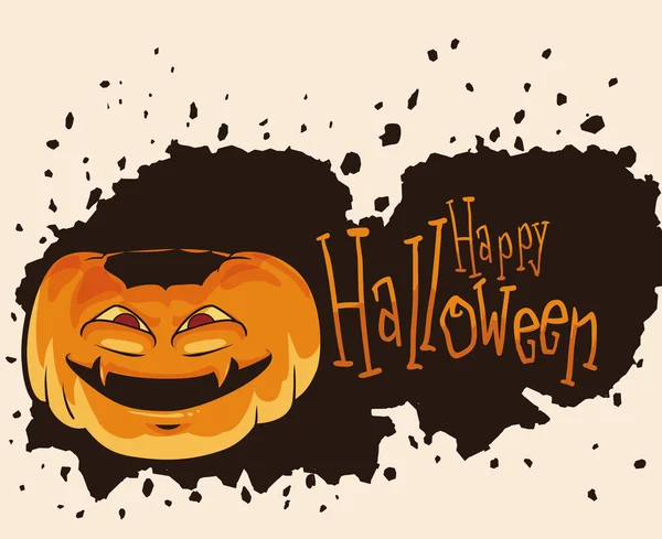 Calabaza de Halloween con cara de locura — Vector de stock