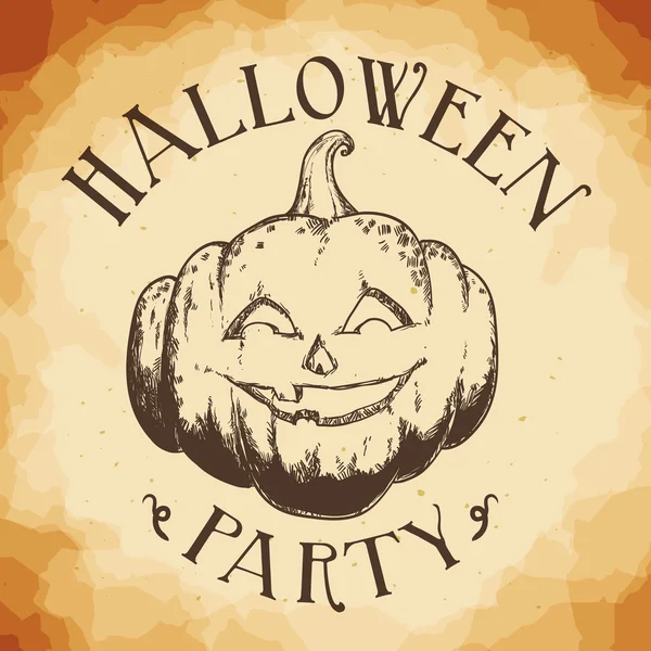 Halloween Party старі і ретро плакат з боку звернено гарбуза, Векторні ілюстрації — стоковий вектор