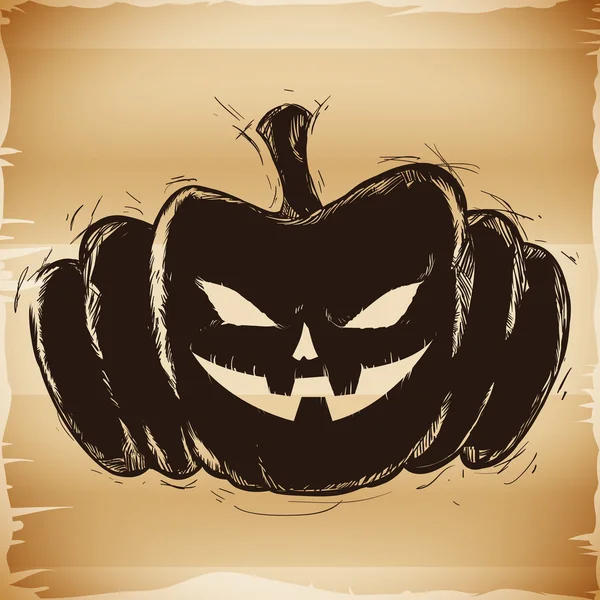 Feliz y espeluznante calabaza dibujada a mano de Halloween, ilustración vectorial — Vector de stock