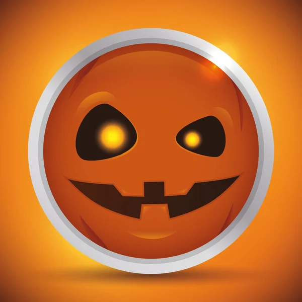Icône ronde brillante citrouille Halloween, Illustration vectorielle — Image vectorielle