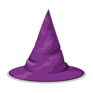 Sivri mor cadı şapka izole, vektör çizim