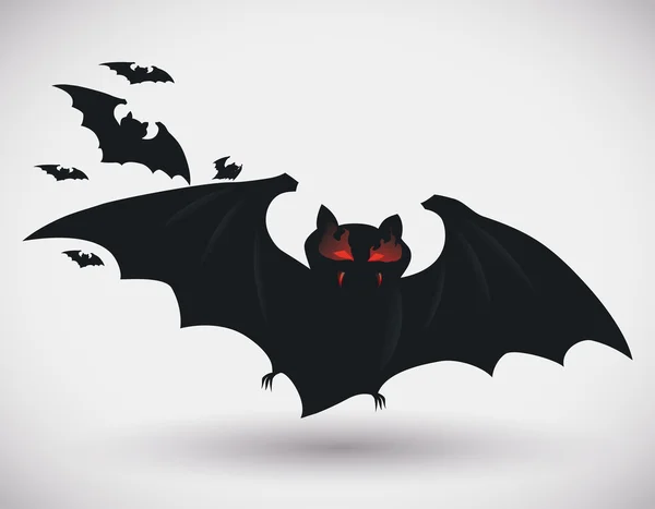 Occhi rossi Blazing Dark Bat, Illustrazione vettoriale — Vettoriale Stock