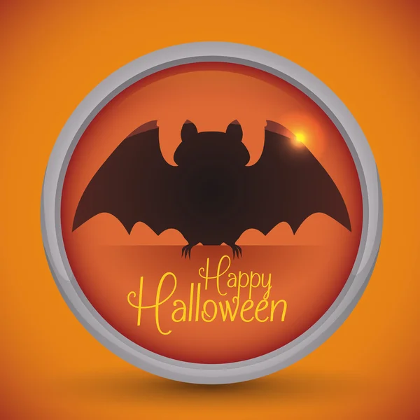 Χαρούμενες Απόκριες νυχτερίδα κουμπί σε πορτοκαλί φόντο, διάνυσμα έργα — Διανυσματικό Αρχείο