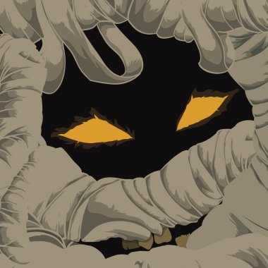 Lanetli mumya ürkütücü güler yüz, vektör çizim ile