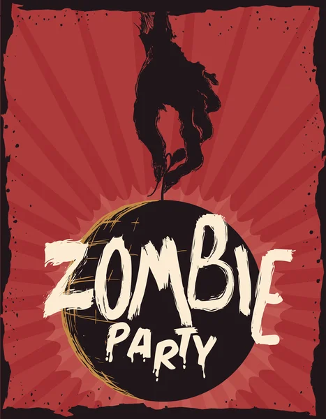 Zombie Party Invitation Poster, Vector Illustration — Stock Vector