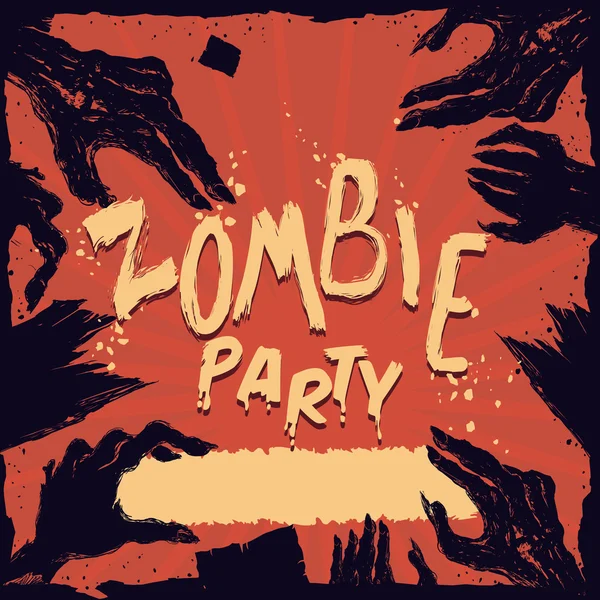 Affiche Mains de zombies pourries Affiche de fête, Illustration vectorielle — Image vectorielle