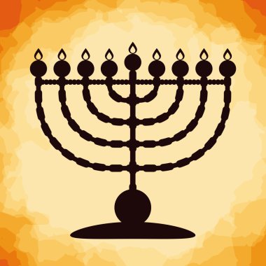 Chanukiah Silhouette, vektör çizim