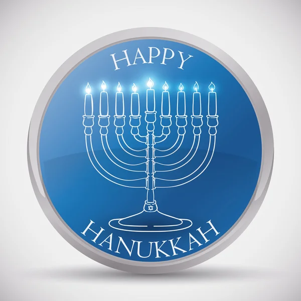 Traditional Hanukkah Chanukiah Button, Vector Illustration — Stock Vector