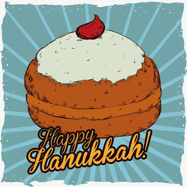 Αφίσα Sufgania στυλ κινουμένων σχεδίων για Hanukkah, εικονογράφηση φορέας — Διανυσματικό Αρχείο