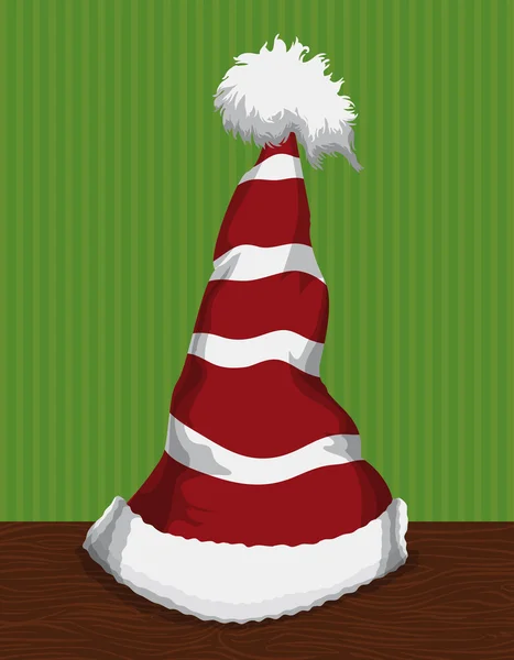 Festive Santa's Pointy Hat Isolated, Vector Illustration — Stock Vector