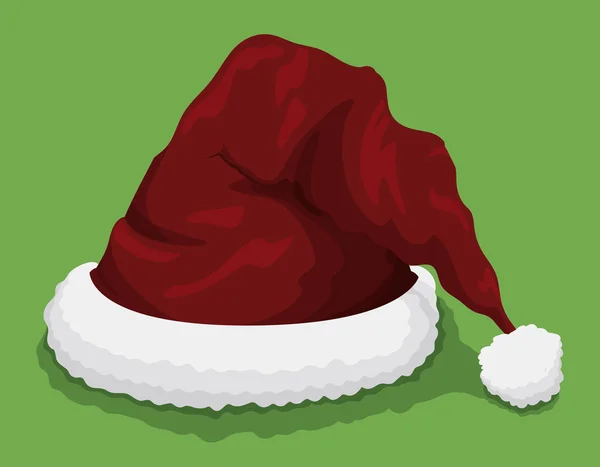 Chapéu de Papai Noel isolado em fundo verde, ilustração vetorial — Vetor de Stock