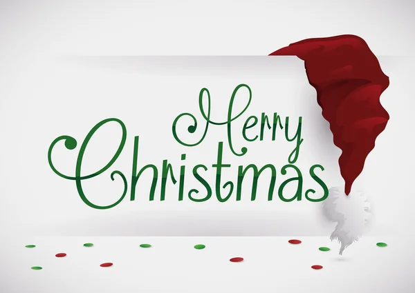 Mensagem de Feliz Natal com Chapéu de Papai Noel, Ilustração do Vetor — Vetor de Stock