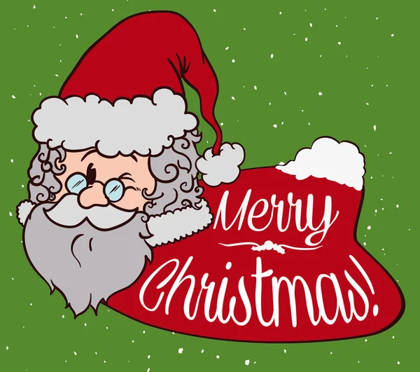 Niedlicher Weihnachtsmann mit zärtlichem Ausdruck in Postkarte, Vektorillustration — Stockvektor