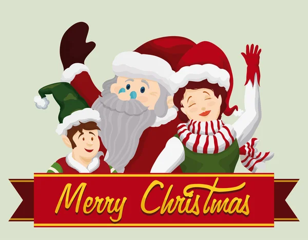 Santa y Compañía Salute, Vector Illustration — Vector de stock