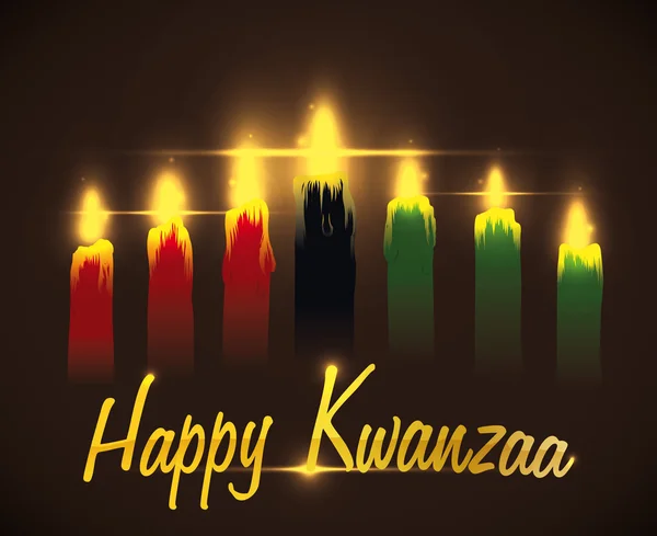 Messaggio di saluto Kwanzaa con candele tradizionali, illustrazione vettoriale — Vettoriale Stock