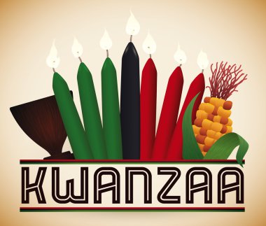 Geleneksel Kwanzaa elemanları, vektör çizim
