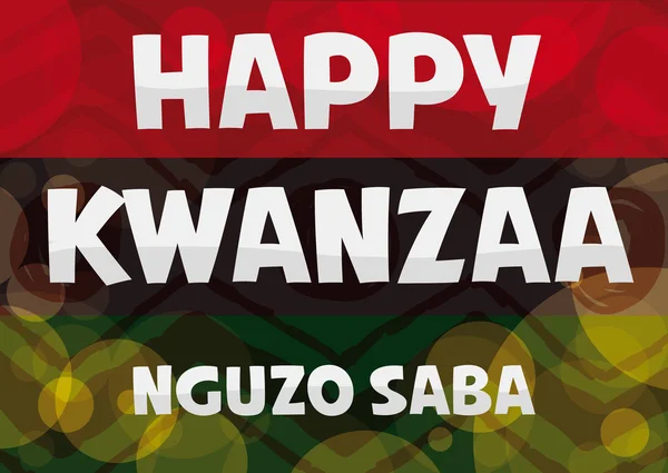 Bandeira tradicional de Kwanzaa com bolhas brilhantes, ilustração vetorial —  Vetores de Stock