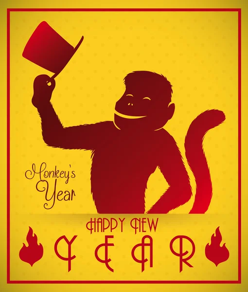 Happy Gent Monkey Celebrando el Año Nuevo Chino, Vector Illustration — Archivo Imágenes Vectoriales