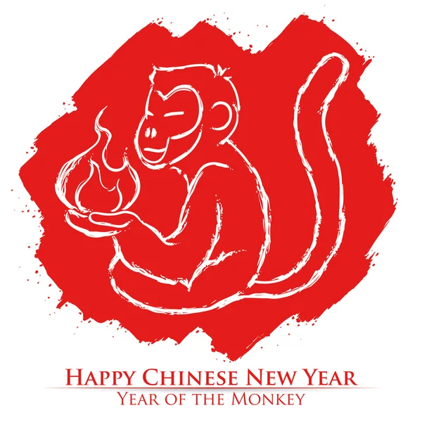 Singe en style coup de pinceau pour le Nouvel An chinois, Illustration vectorielle — Image vectorielle