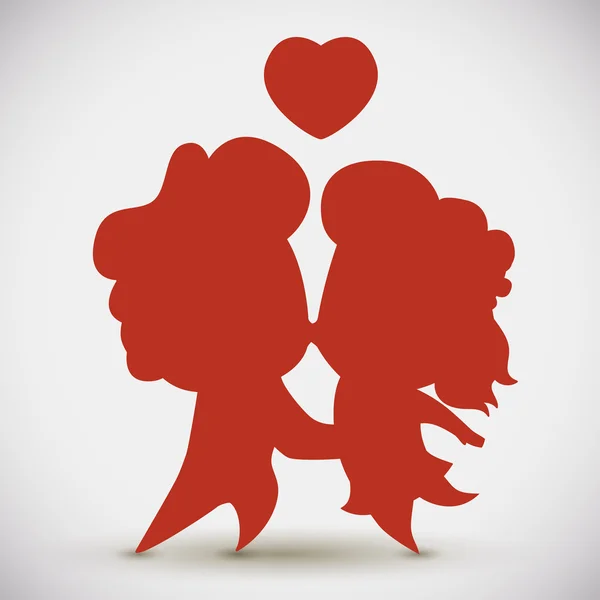 Verliebtes Paar küsst Silhouette, Vektorillustration — Stockvektor