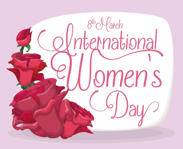 Розы, посвященные женщинам в Международный женский день, векторная иллюстрация — стоковый вектор