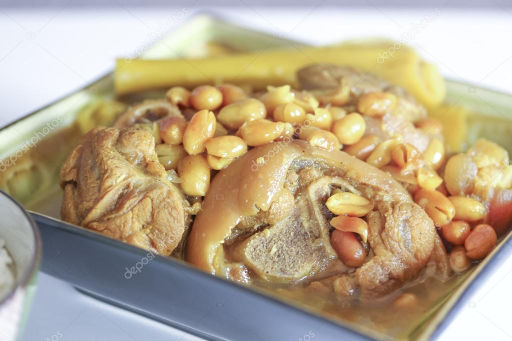 Vietnamese Traditional Food Ham hock stewed with peanuts, lemongrass