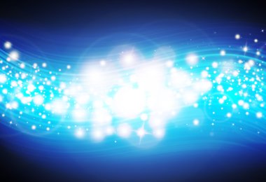 Koyu mavi glitter ışıltı ışınları ışıklar bokeh arka plan parlak defocused.