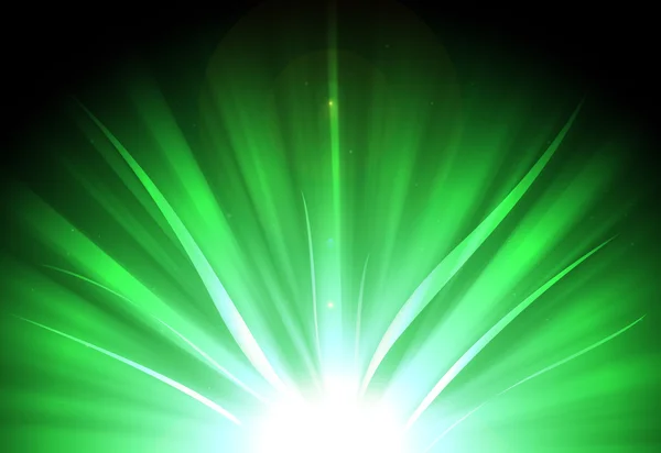Brillo verde brillo desenfocado rayos luces bokeh — Foto de Stock