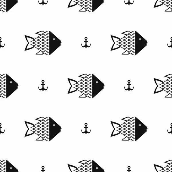 Monochromes Fischmuster — Stockvektor