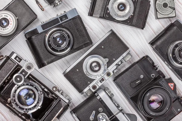 Set alter Oldtimer-Kameras von oben — Stockfoto