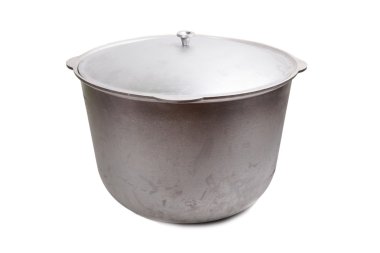 büyük alüminyum tencere veya beyaz izole yemek pişirmek için kazan