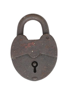 Beyaz bir arka plan üzerinde antika demir kilit