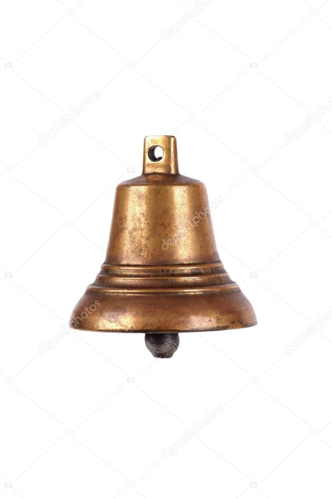 Antique copper small bell isolated on white background