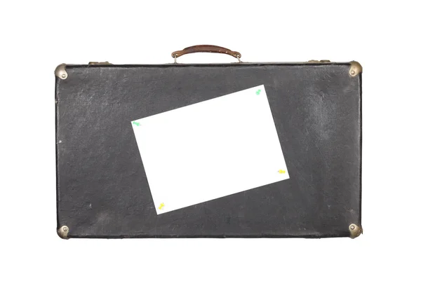 Boş boş beyaz arka plan üzerinde izole eski siyah bavul — Stok fotoğraf