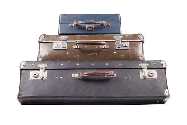 Stack of old suitcases isolated — Stock Photo, Image