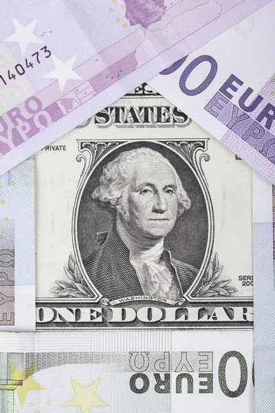 Τραπεζογραμμάτια ευρώ και Δολάριο με τη μορφή του σώματος — Φωτογραφία Αρχείου