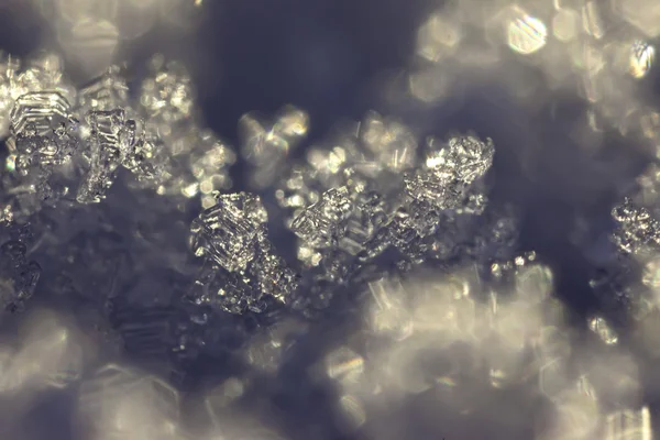 Cristalli di gelo alla luce del sole primo piano — Foto Stock