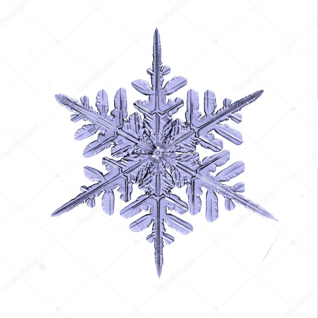 Natürliche Schneeflocke Detail Makro-Nahaufnahme isoliert auf weißem