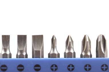 Beyaz arka plan üzerinde izole Tornavidalar closeup ipuçları