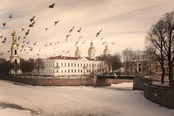 Nikolsky Catedral de San Petersburgo, procesamiento vintage — Foto de Stock