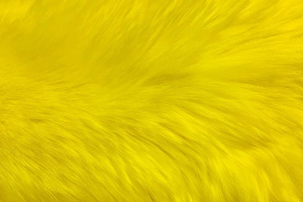Natürliches, flauschiges Fell in Gelb gefärbt. Schnelle Mode Hintergrund. Modische gelb gefärbte Pelztextur. — Stockfoto