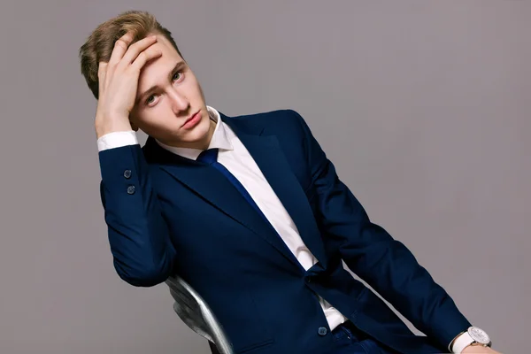 Model handsome businessman in a suit — Stock Photo, Image