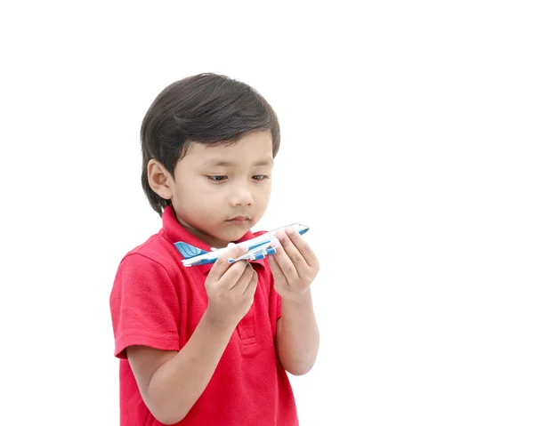 Chico jugando avión — Foto de Stock